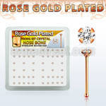 rsbp14xc box w rose gold plated silver nose bone w 2mm crystal
