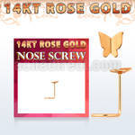 rsbt2 14kt rose gold nose screw w 2.5mm modern butterfly top