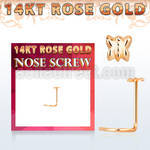 rsbt 14kt rose gold nose screw w a 2.5mm butterfly shaped top