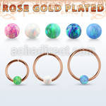 rsselo20 rose gold silver seamless ring, 20g w 3mm opal ball