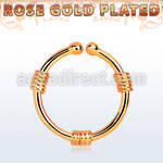 rssep12h rose gold plated silver fake septum ring w 3 wires