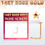 rsst 14kt rose gold nose screw w a 2.5mm gold star shaped top