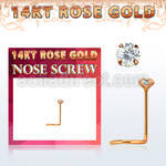 rszc1 14kt rose gold nose screw w a 2mm round prong set cz