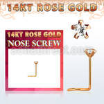 rszsc1 14kt rose gold nose screw w a 3mm star shaped cz