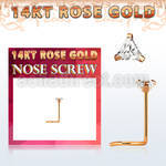 rsztc1 14kt rose gold nose screw w a 3mm triangle shaped cz