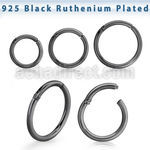 rusegh16 black ruthenium silver hinged segment ring 16g