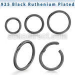 rusegh18 black ruthenium silver hinged segment ring 18g