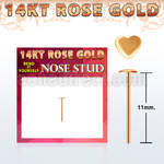 rysht 14kt rose gold bend it nose stud 2.5mm heart shaped top