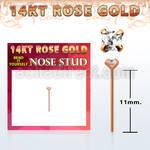 ryzqc1 14kt rose gold bend it nose stud w a 2mm square cz