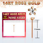 ryzsc1 14kt rose gold bend it nose stud w a 3mm star shaped cz