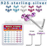 s36cumxm silver nose studs 22g crystals curved colors 36