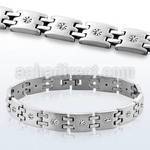 sbc12 high polished steel bracelet w links clear crystals