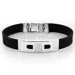 sbl21 leather bracelet with steel plate with lock key design