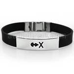 sbl22 leather bracelet with steel plate with x engravable