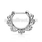 seps16 high polished 316l steel septum clicker w indian design