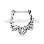 sepu16 high polished 316l steel septum clicker w celtic design