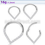 sgsh15 316l steel hinged segment ring round cz pear shape