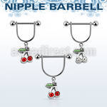 snpod15 316l steel nipple stirrup w crystal cherry