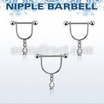 snpod24 316l steel nipple stirrup w dangling lightning symbol