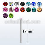 sns 316l steel bend it nose stud with 2mm round crystal tops