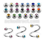 spe2c4 316l steel eyebrow spiral w two 4mm bezel set jewel ball