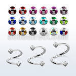 spec3 316l steel eyebrow spiral with two 3mm multi jewel balls