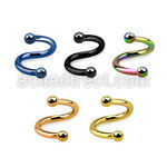 spetb25 anodized surgical steel spiral with two 2.5mm balls