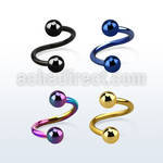 spetb4 anodized 316l steel eyebrow spiral with two 4mm balls