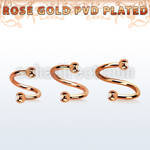 spett2c rose gold steel spiral w two 3mm jewel balls 