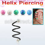 sphetop triple anodized helix spiral piercing w 4mm opal balls