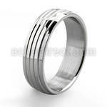 sr146 high polished stainless steel ring with four lines