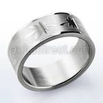 sr203 matte stainless steel carving ring with marijuana