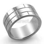 sr206 high polished steel carving ring with brick style design