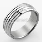 sr310 high polished steel ring with 4 curved surface lines