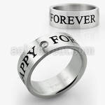 sr329 matte steel ring w ith happy forever center cz