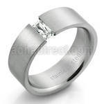 src4 matte stainless steel ring with 3x6mm clear crystal