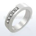src9 stainless steel classic band ring with 5 crystals