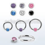 steel ball closure ring, 14g w 4mm bezel cz closure