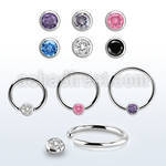 steel ball closure ring, 16g w 3mm bezel cz closure