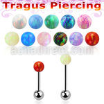 steel tragus piercing 20g w 3mm synthetic opal top ball