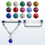 suddl1 90 316l steel surface barbell w dangling ferido ball