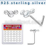 sxcuac36 silver nose studs 22g clear crystals curved 36