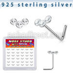 sxcubc36 silver nose studs 22g clear crystals curved 36