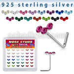 sxcubm36 silver nose studs 22g crystals curved colors 36