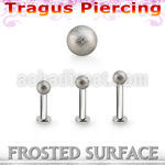 tlbfo3 316l steel tragus labret 16g w a 3mm frosted steel ball 