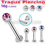 tlbjbin3 316l steel internal threaded tragus labret w jewel ball