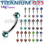 ubnec4 titanium g23 banana eyebrow ring w 4mm multi jewel ball