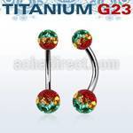 ubnfrsr titanium g23 belly banana w 5 6mm rasta ferido balls