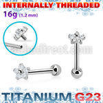 uhein54 titanium barbell 16g flower cz ball internal