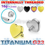 uhtin titanium g23 3mm flat heart shape design top for posts